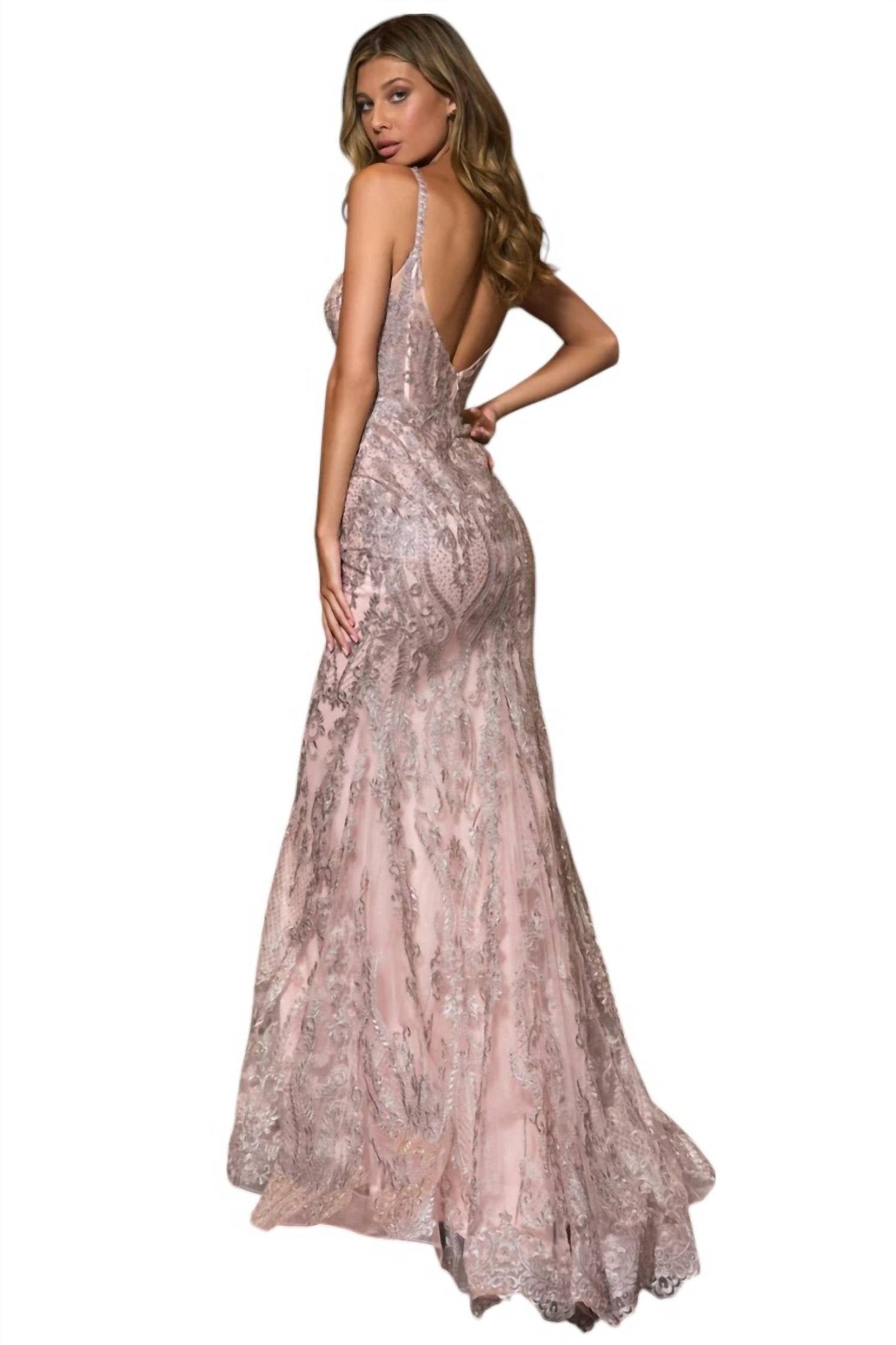 Sherri Hill - Straight Neckline Fitted Prom Dress - clothing - dresses - patterned