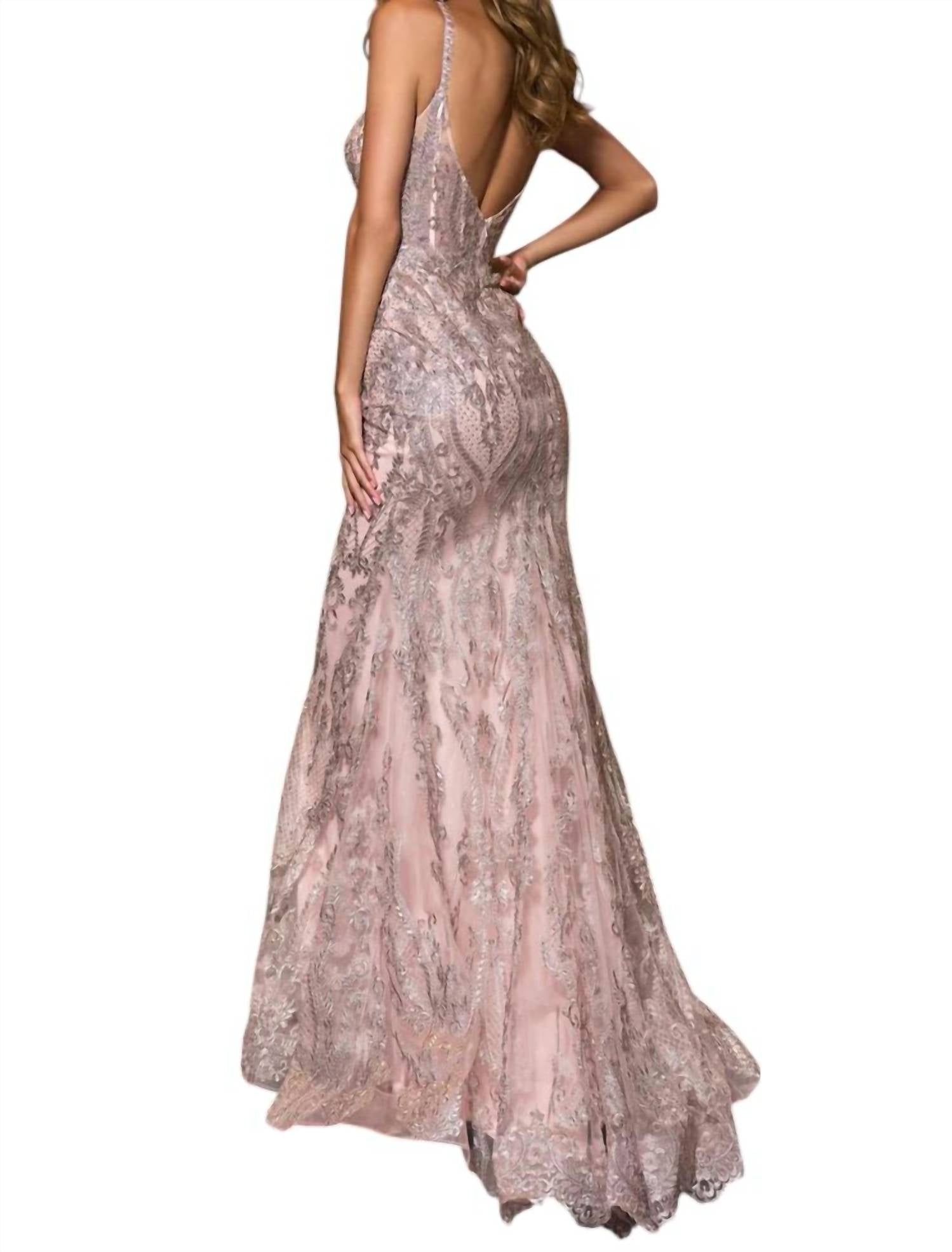 Sherri Hill - Straight Neckline Fitted Prom Dress - clothing - dresses - patterned