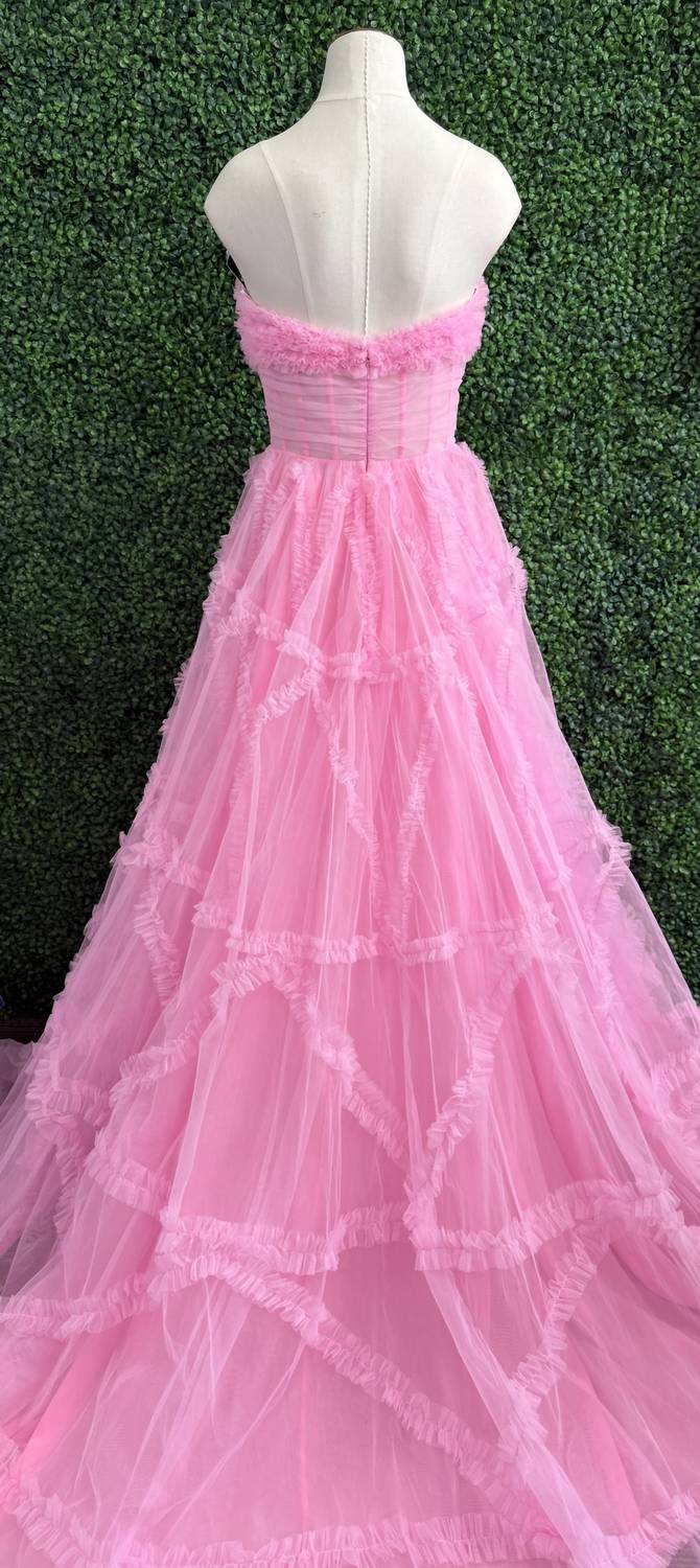 Sherri Hill - Strapless Sheer Corset A - line Ballgown - clothing - dresses - pink