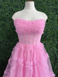 Sherri Hill - Strapless Sheer Corset A - line Ballgown - clothing - dresses - pink