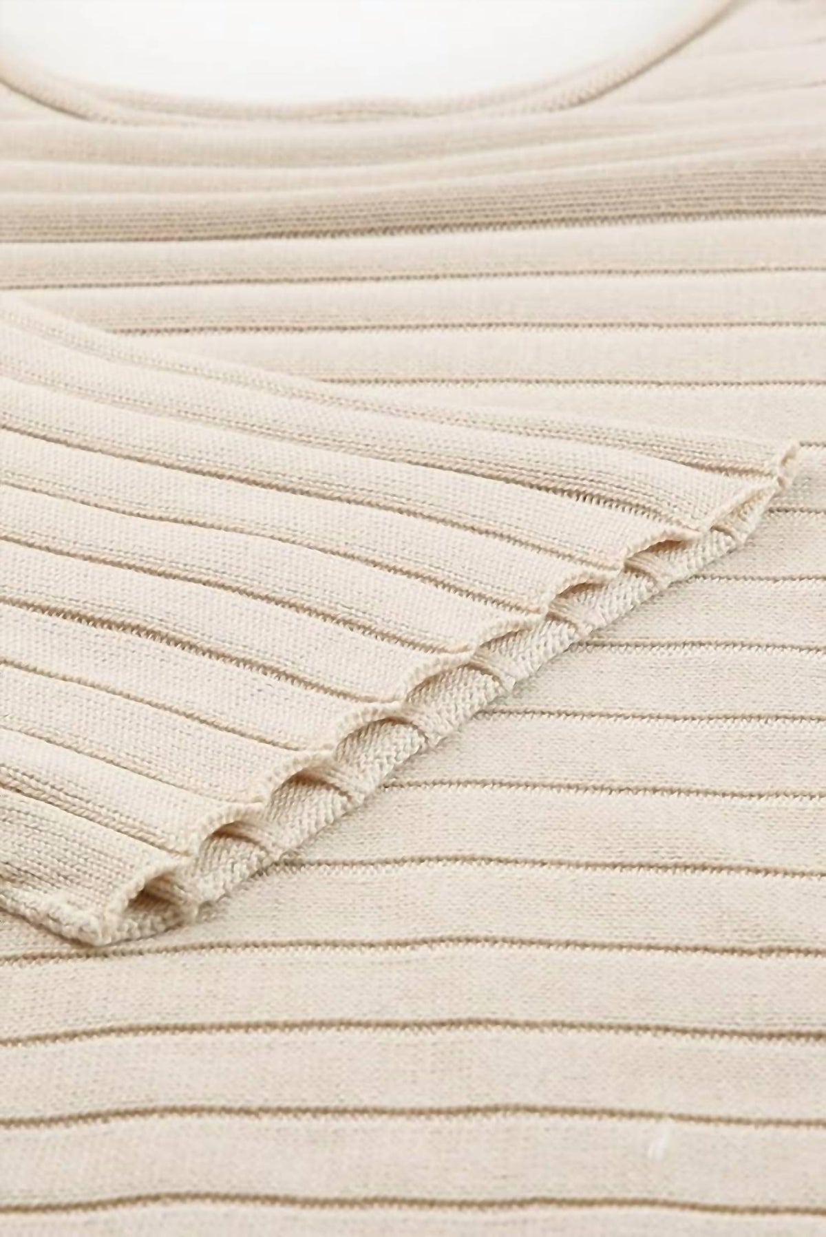 Shewin - 3/4 Sleeve Ribbed Sweater