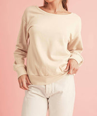 Shewin - Bowknot Round Neck Sweatshirt
