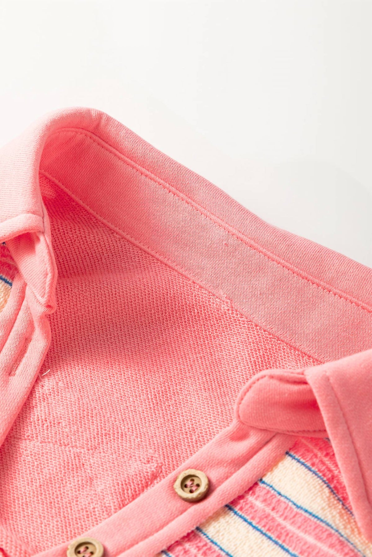 Shewin - Collared V Neck Drop Shoulder Top