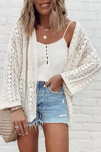 Shewin - Crochet Open Knit Cardigan