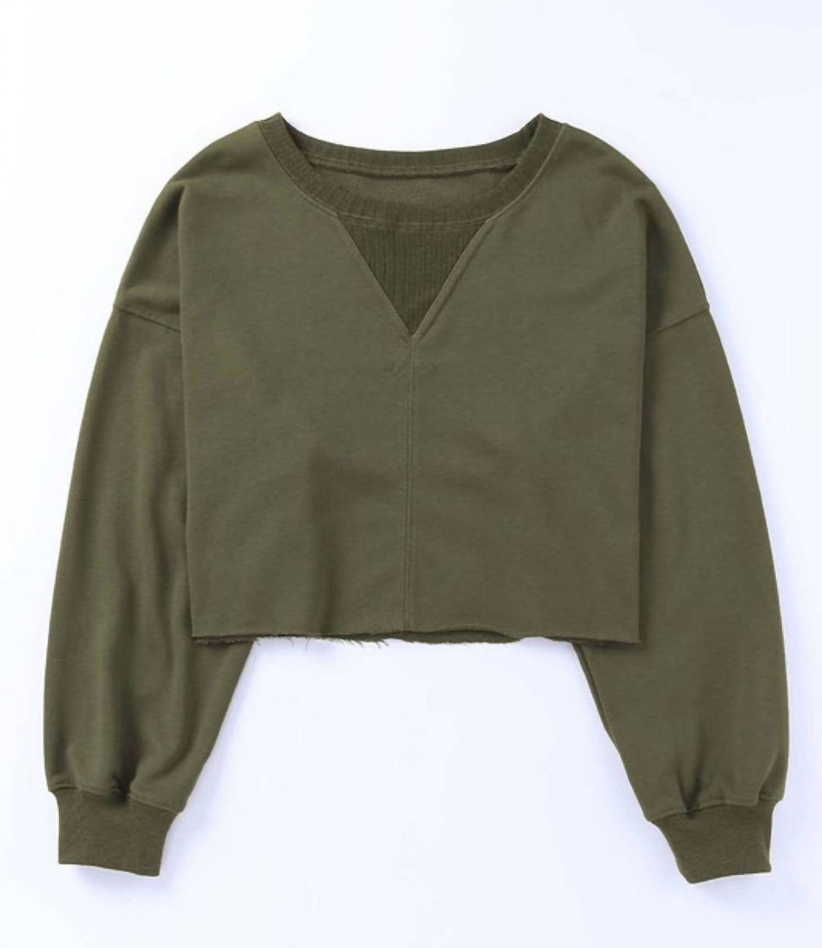 Shewin - Drop Shoulder Cropped Sweater