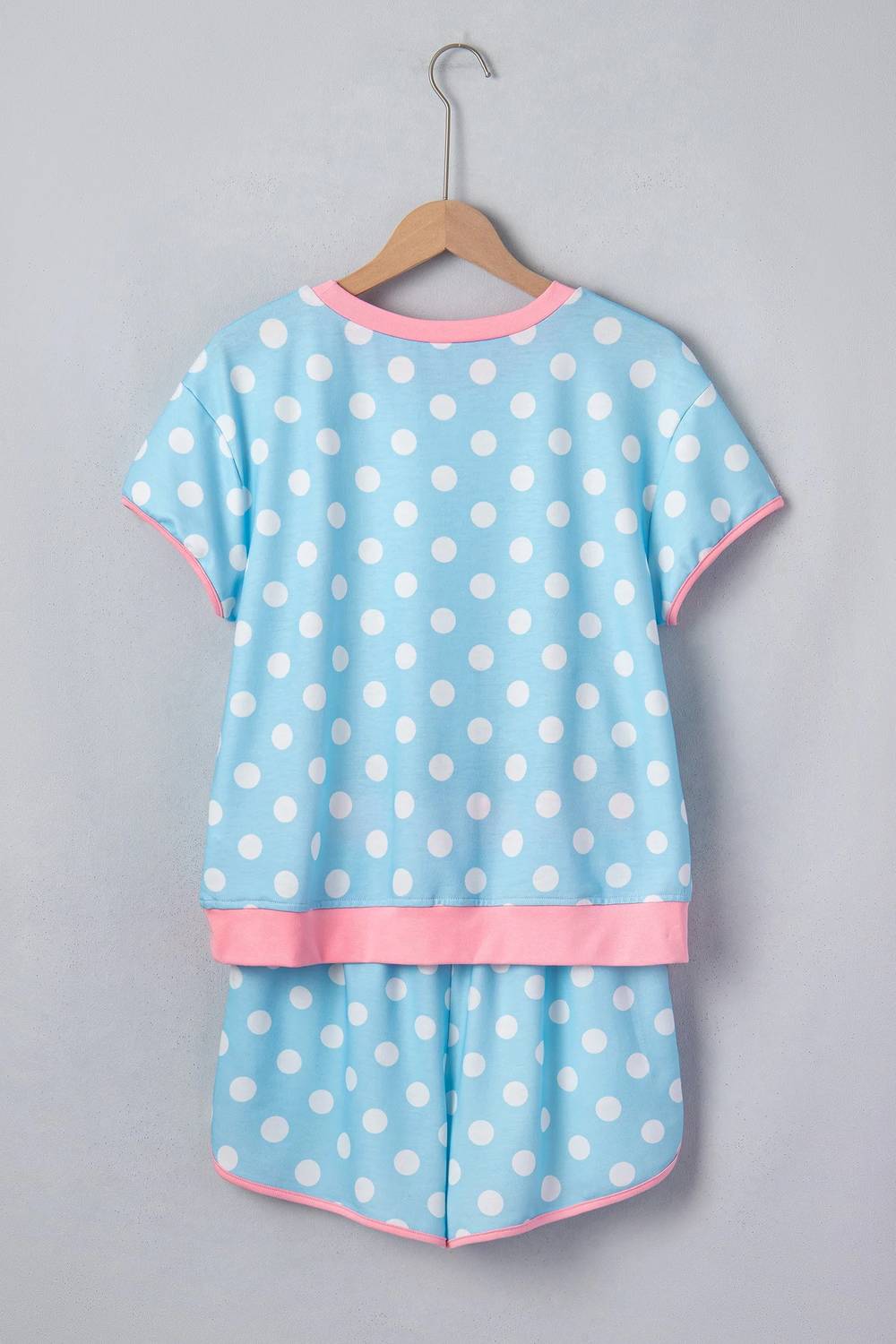 Shewin - Polka Dot Contrast Edge Casual Shorts Set