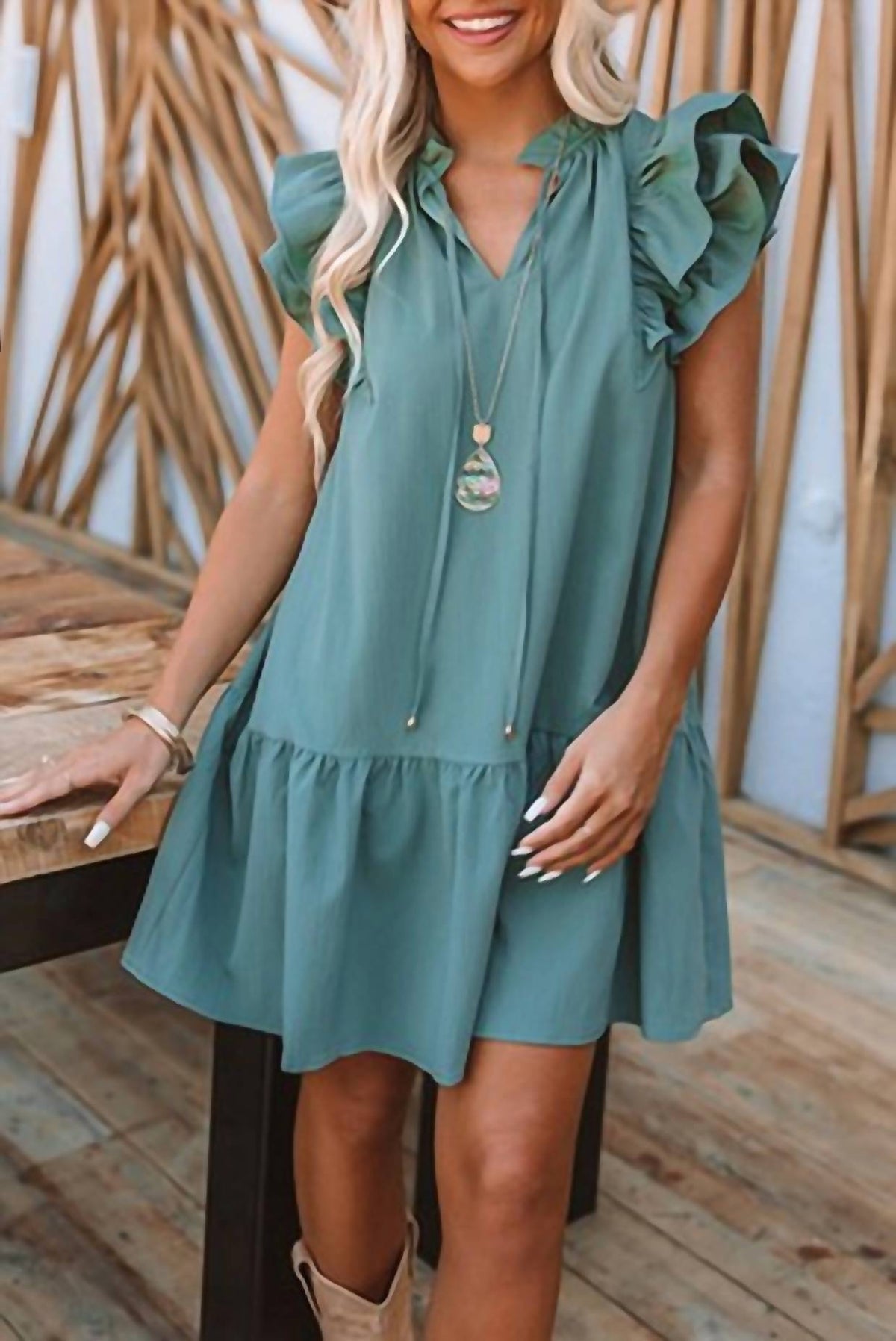 Shewin - Ruffle Mini Dress