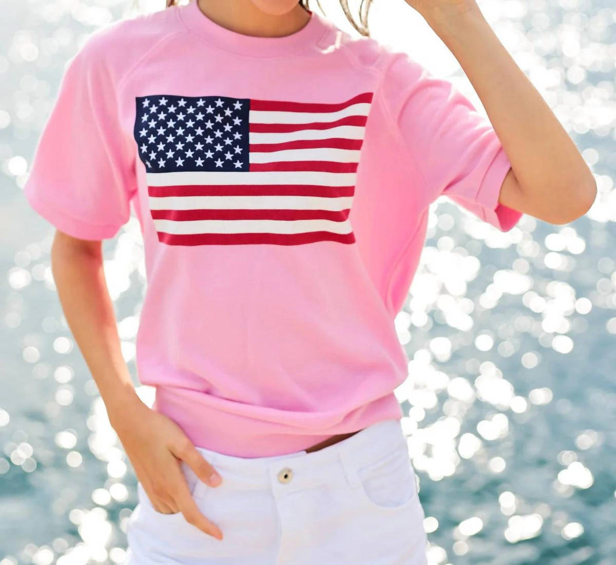 Shiraleah - Flag Lightweight Short Sleeve Sweatshirt
