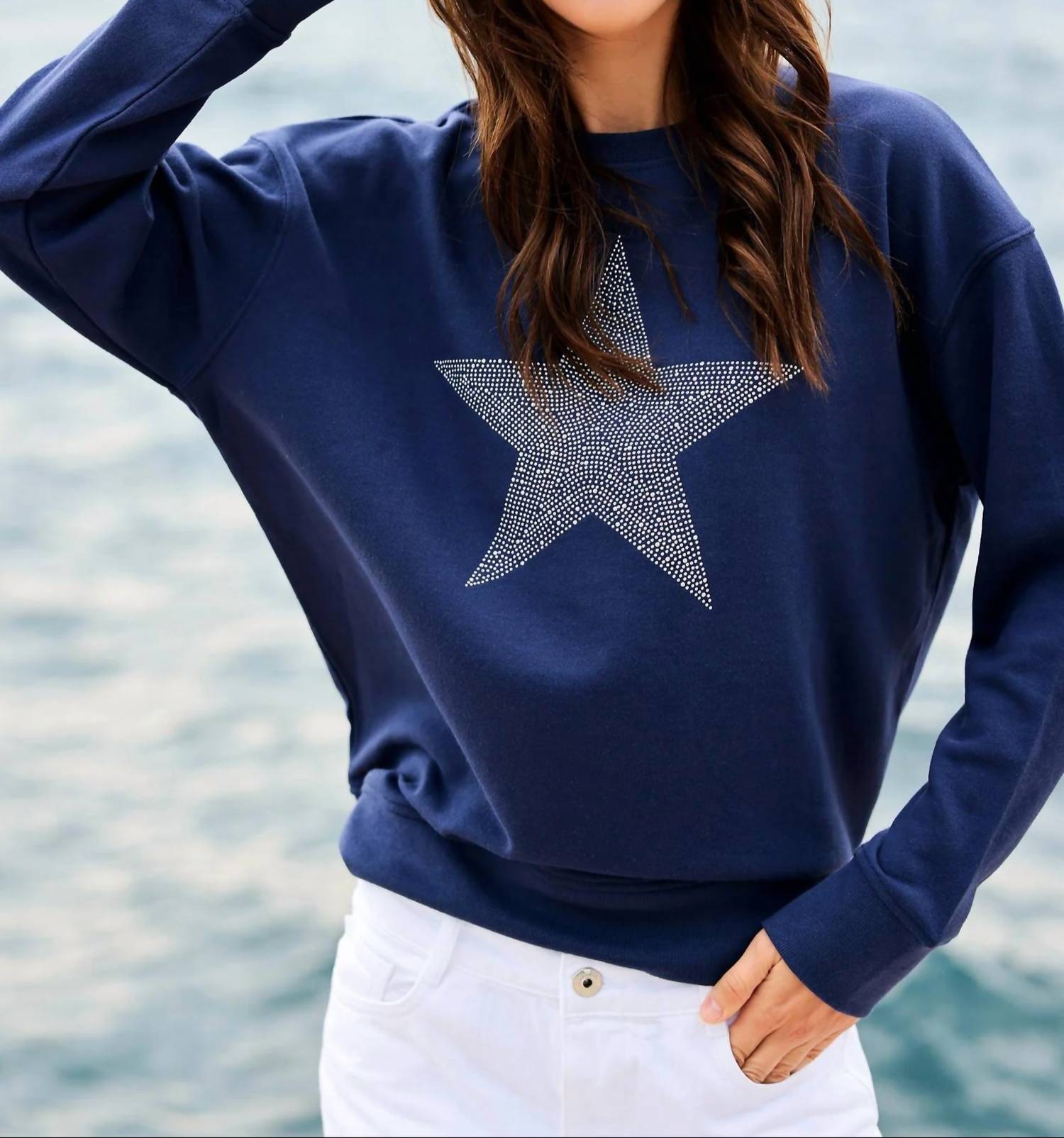 Shiraleah - Star Sweatshirt - blue - clothing - hoodies