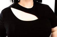 Shirley Stone - Front Cutout Top - black - blouses - clothing