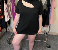 Shirley Stone - Front Cutout Top - black - blouses - clothing