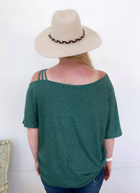 Shirley Stone - One Shoulder Strappy Top, Green - blouses - clothing - green