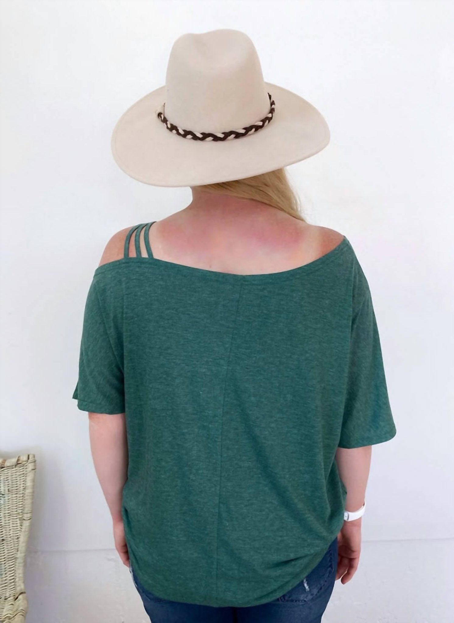 Shirley Stone - One Shoulder Strappy Top, Green - blouses - clothing - green