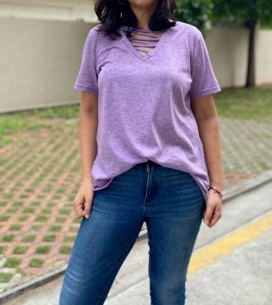 Shirley Stone - Strappy Criss Cross Top - blouses - clothing - polyester