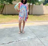 Shirley Stone - Tie Dye Fringe Caftan Top - blue - clothing - dresses