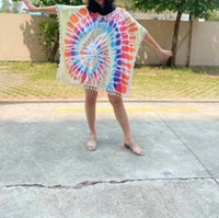 Shirley Stone - Tie Dye Fringe Caftan Top - blue - clothing - dresses