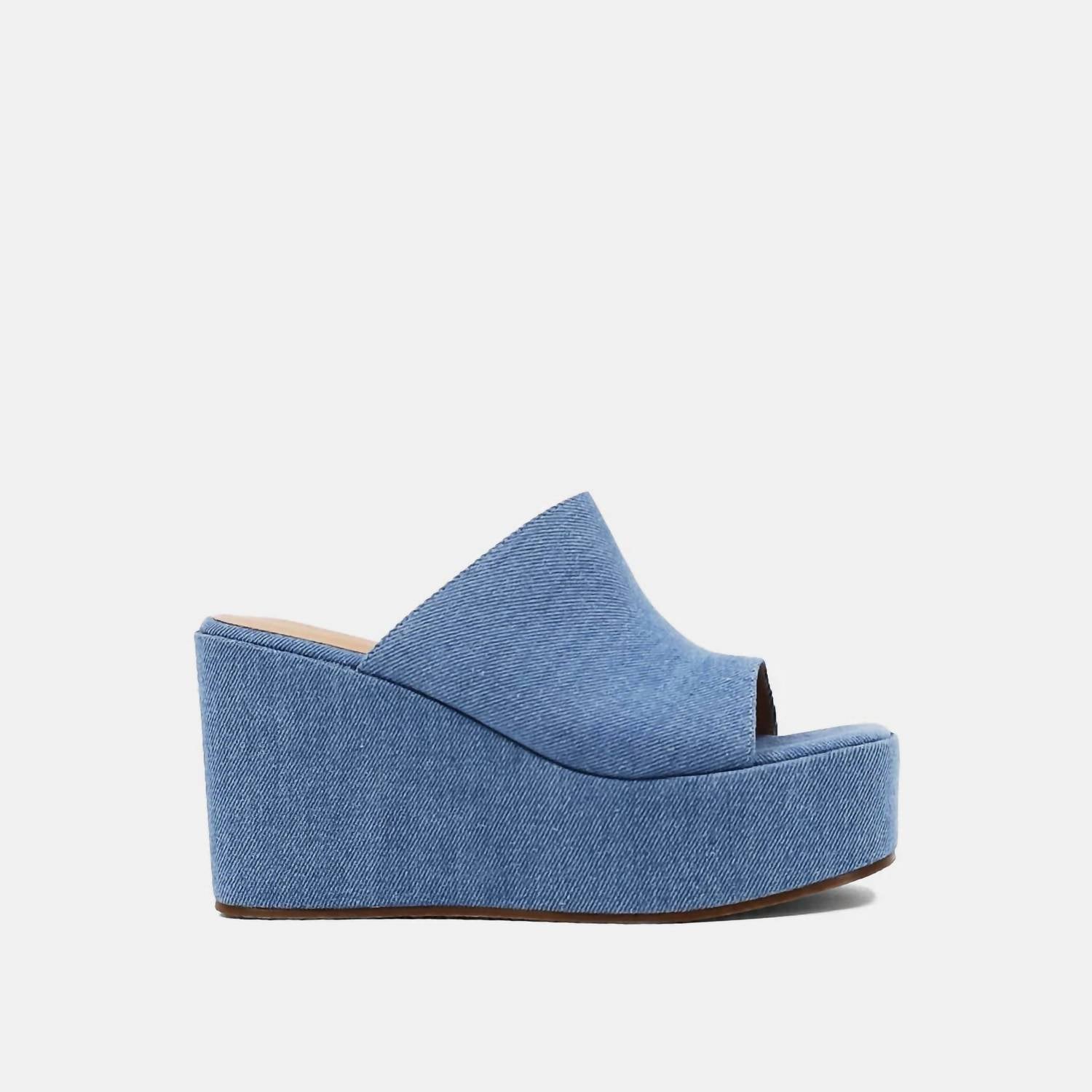 Shu Shop - Women's Ilaria Denim Wedge Sandals - blue - shoes - wedges