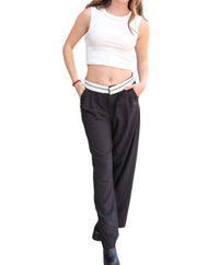 Signature8 - Contrast Foldover Waist Pants
