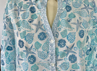 Sigrid Olsen - Shell Print Blouse - blue - button - down - shirts - clothing