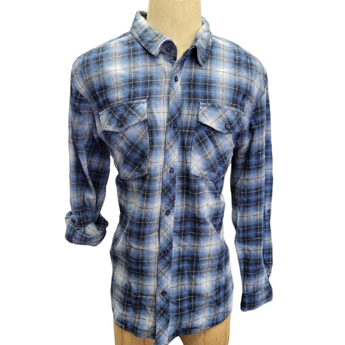 Silver Jeans Co - Men's Plaid Long Roll Tab Sleeve Shirt