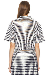 Simkhai - Adley Knit Cropped Polo - blouses - blue - clothing
