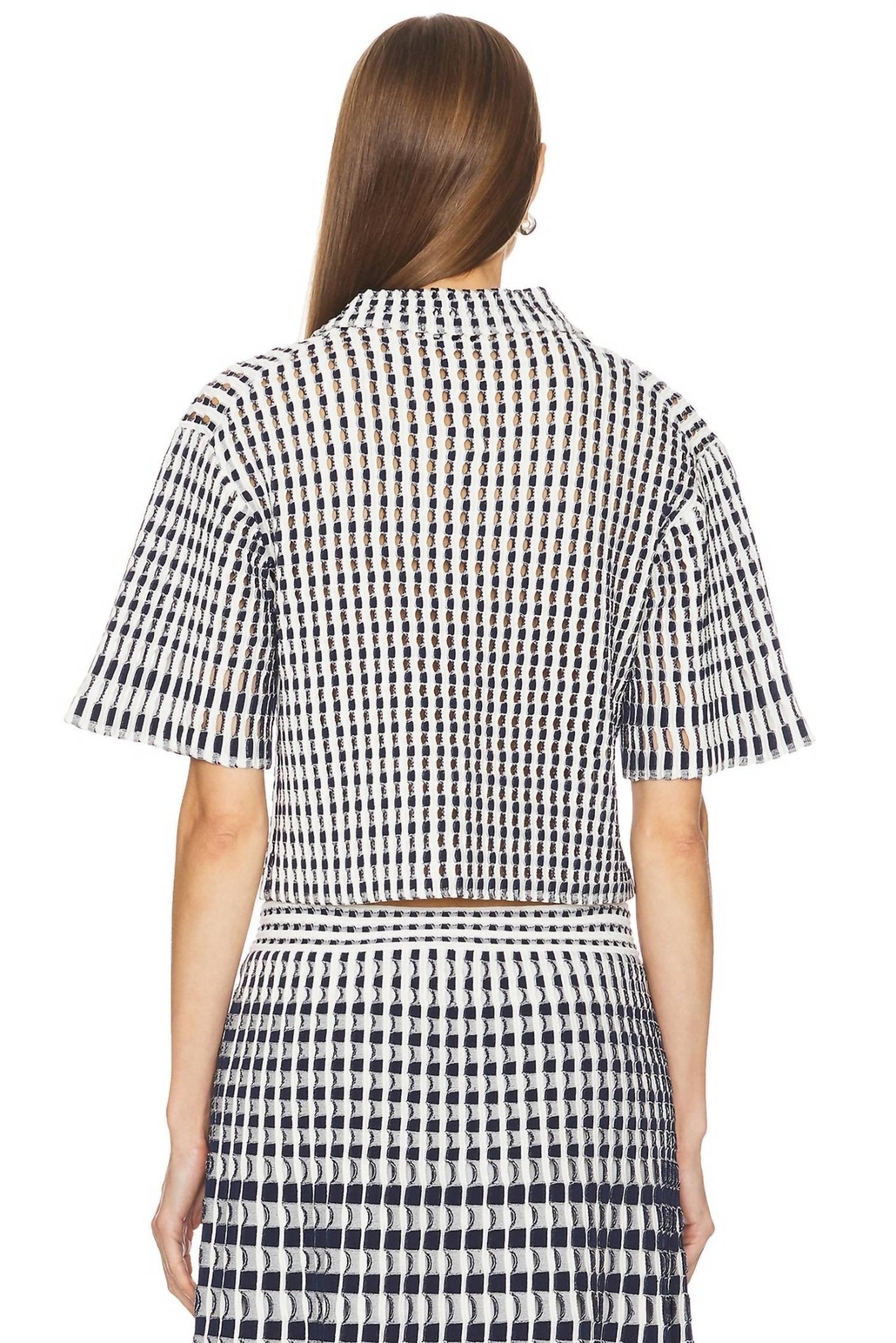 Simkhai - Adley Knit Cropped Polo - blouses - blue - clothing