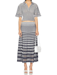Simkhai - Adley Knit Cropped Polo - blouses - blue - clothing
