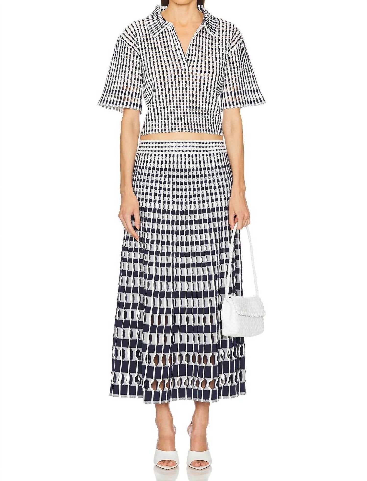 Simkhai - Adley Knit Cropped Polo - blouses - blue - clothing