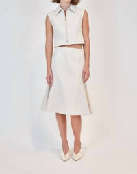 Simkhai - Alix Short Sleeve Zip Up Top - beige - blouses - clothing