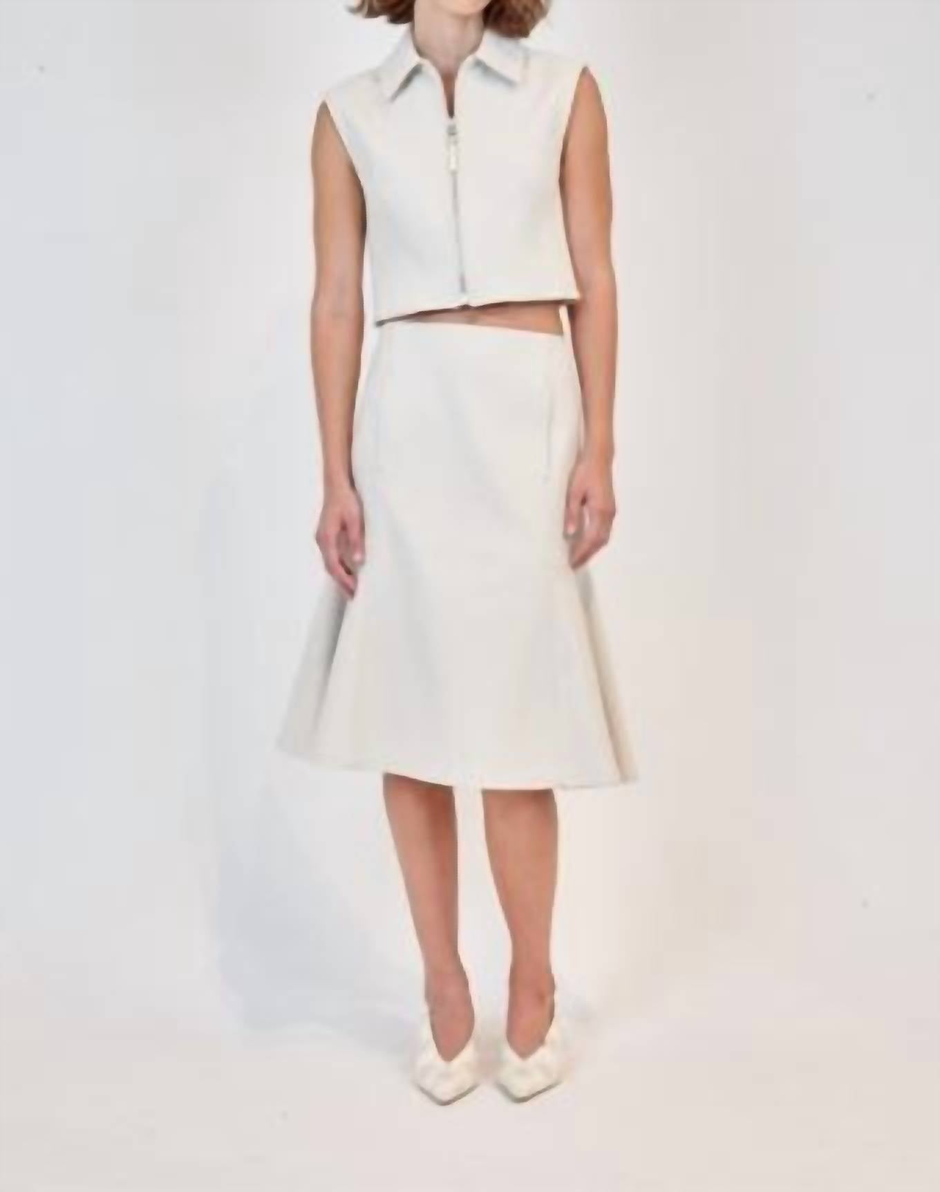 Simkhai - Alix Short Sleeve Zip Up Top - beige - blouses - clothing