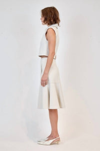 Simkhai - Alix Short Sleeve Zip Up Top - beige - blouses - clothing