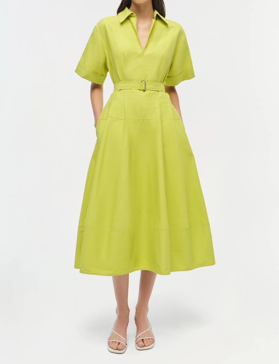 Simkhai - Deanna Short Sleeve Belted Midi Dress - clothing - cotton - blend - dresses