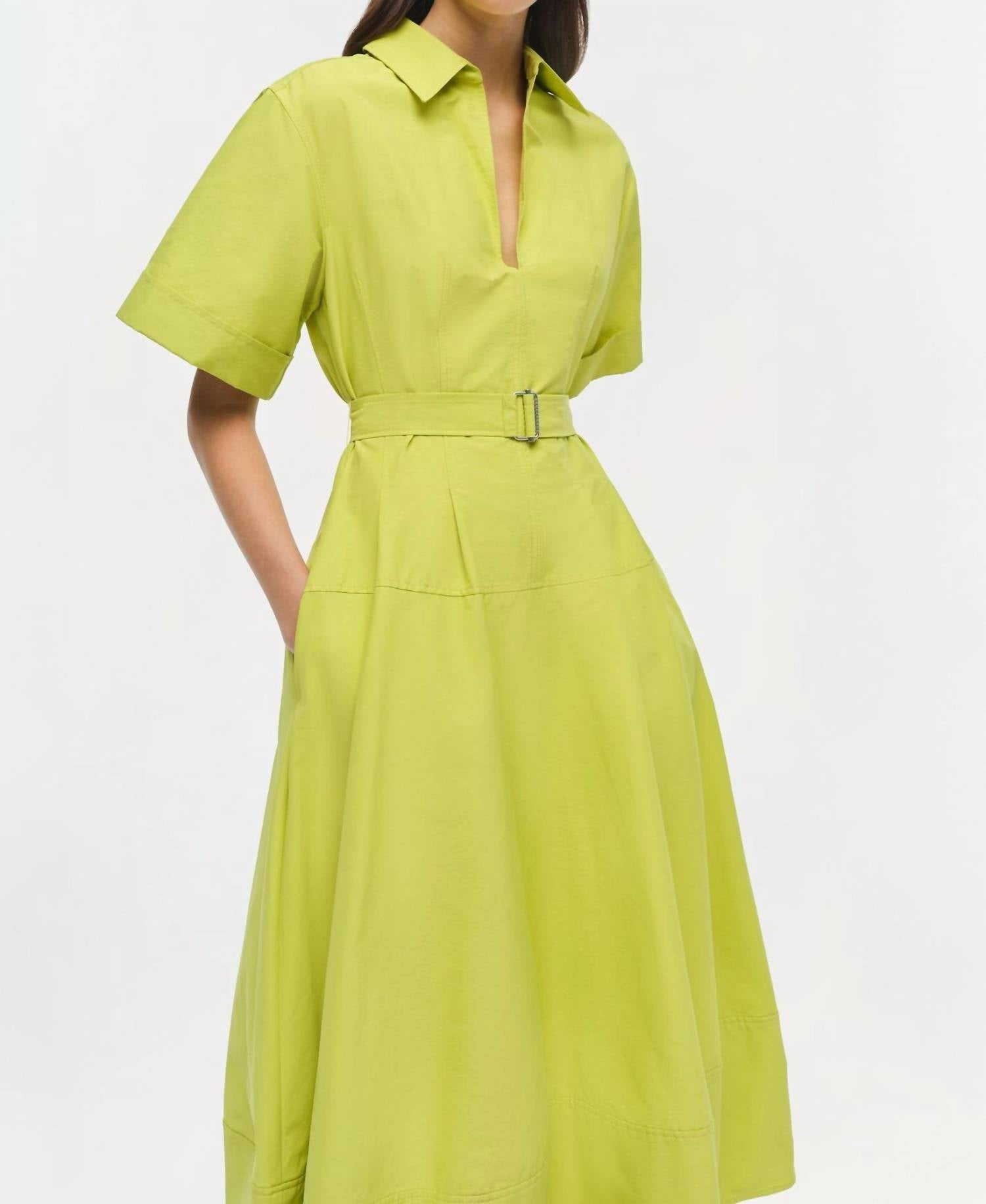 Simkhai - Deanna Short Sleeve Belted Midi Dress - clothing - cotton - blend - dresses