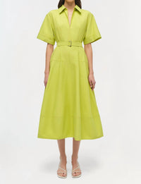 Simkhai - Deanna Short Sleeve Belted Midi Dress - clothing - cotton - blend - dresses