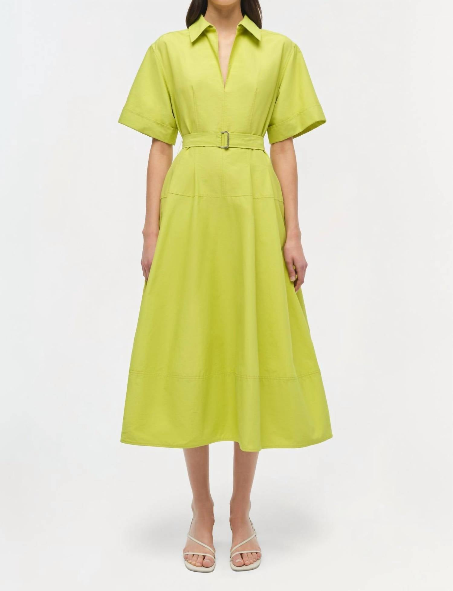 Simkhai - Deanna Short Sleeve Belted Midi Dress - clothing - cotton - blend - dresses