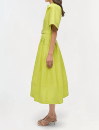 Simkhai - Deanna Short Sleeve Belted Midi Dress - clothing - cotton - blend - dresses