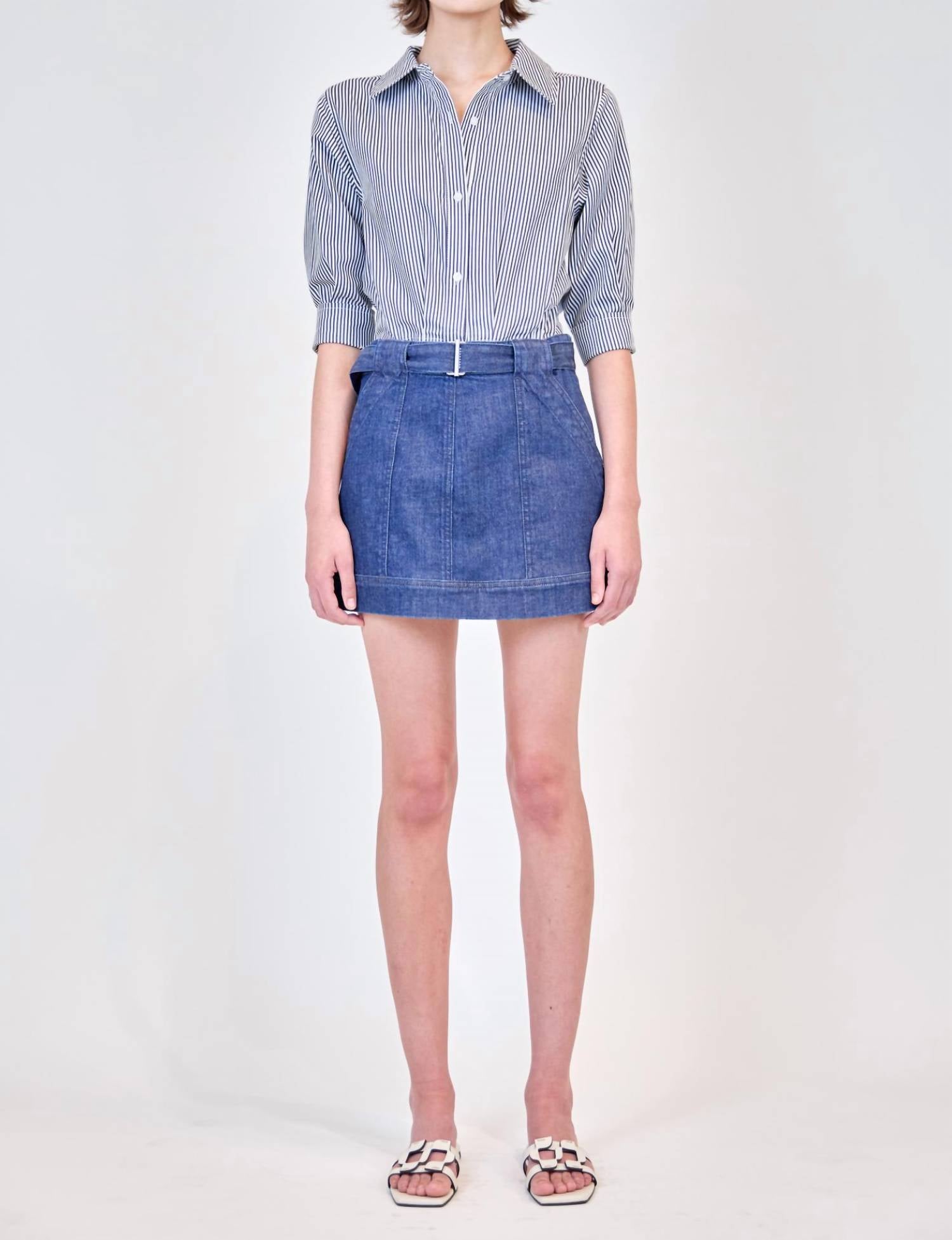 Simkhai - Harlowe Denim Mini Dress - blue - clothing - cotton - blend