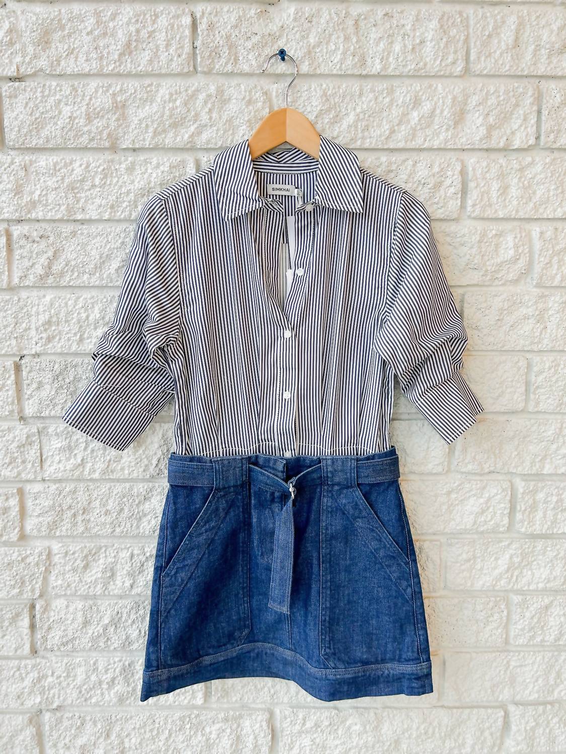 Simkhai - Harlowe Denim Mini Dress - blue - clothing - cotton - blend
