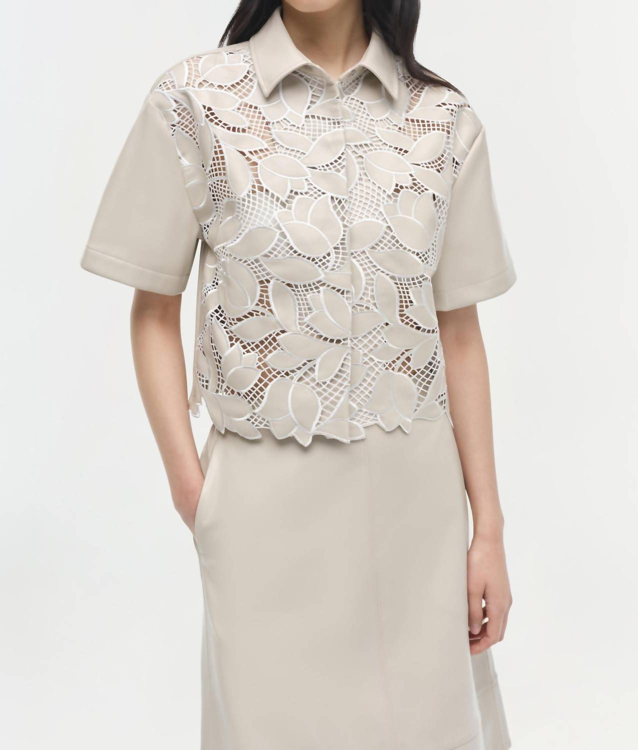 Simkhai - Robinson Embroidered Shirt - beige - button - down - shirts - clothing