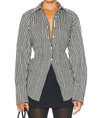 Simon Miller - Loch Poplin Button Up Shirt - black - blouses - clothing