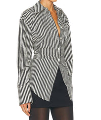 Simon Miller - Loch Poplin Button Up Shirt - black - blouses - clothing