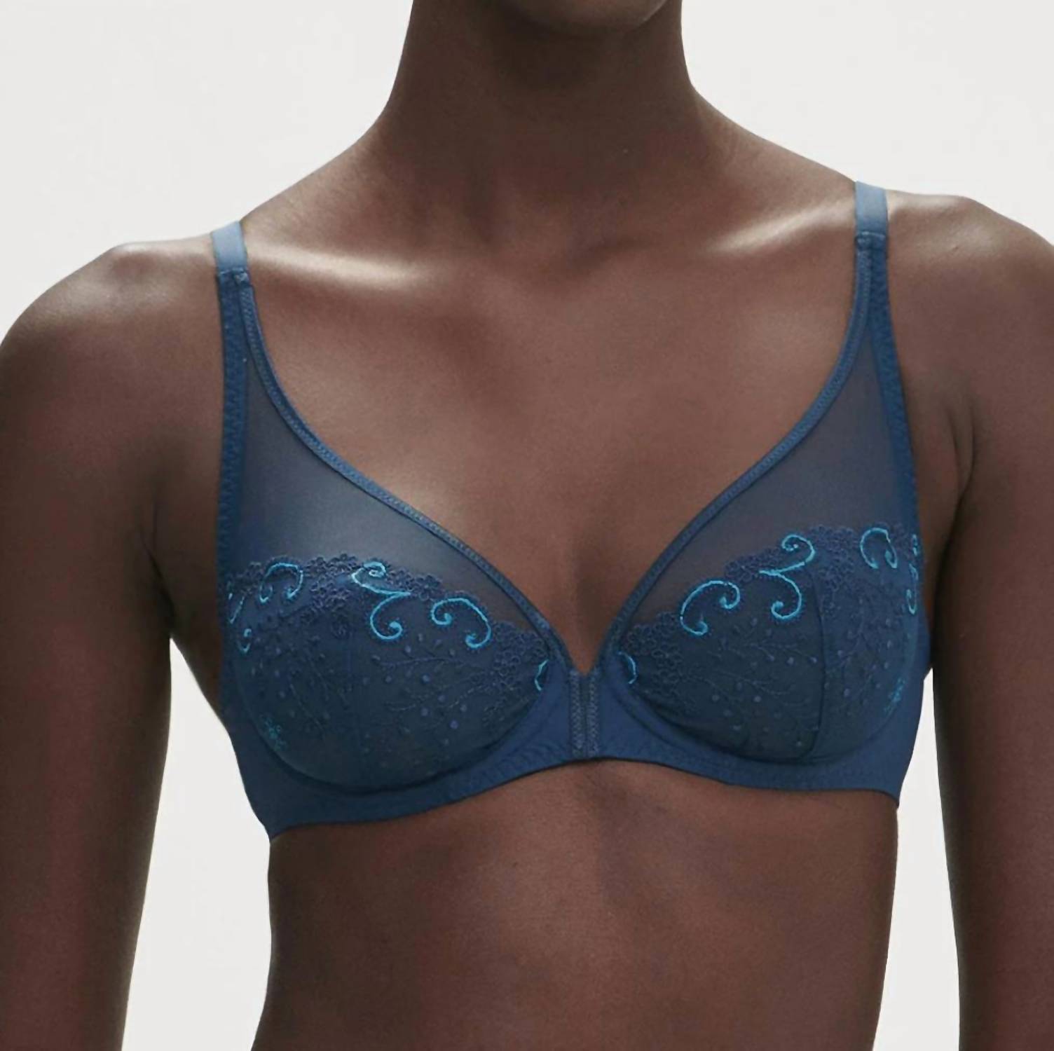 Simone Perele - Delice Full Coverage Plunge Bra - blue - bras - clothing