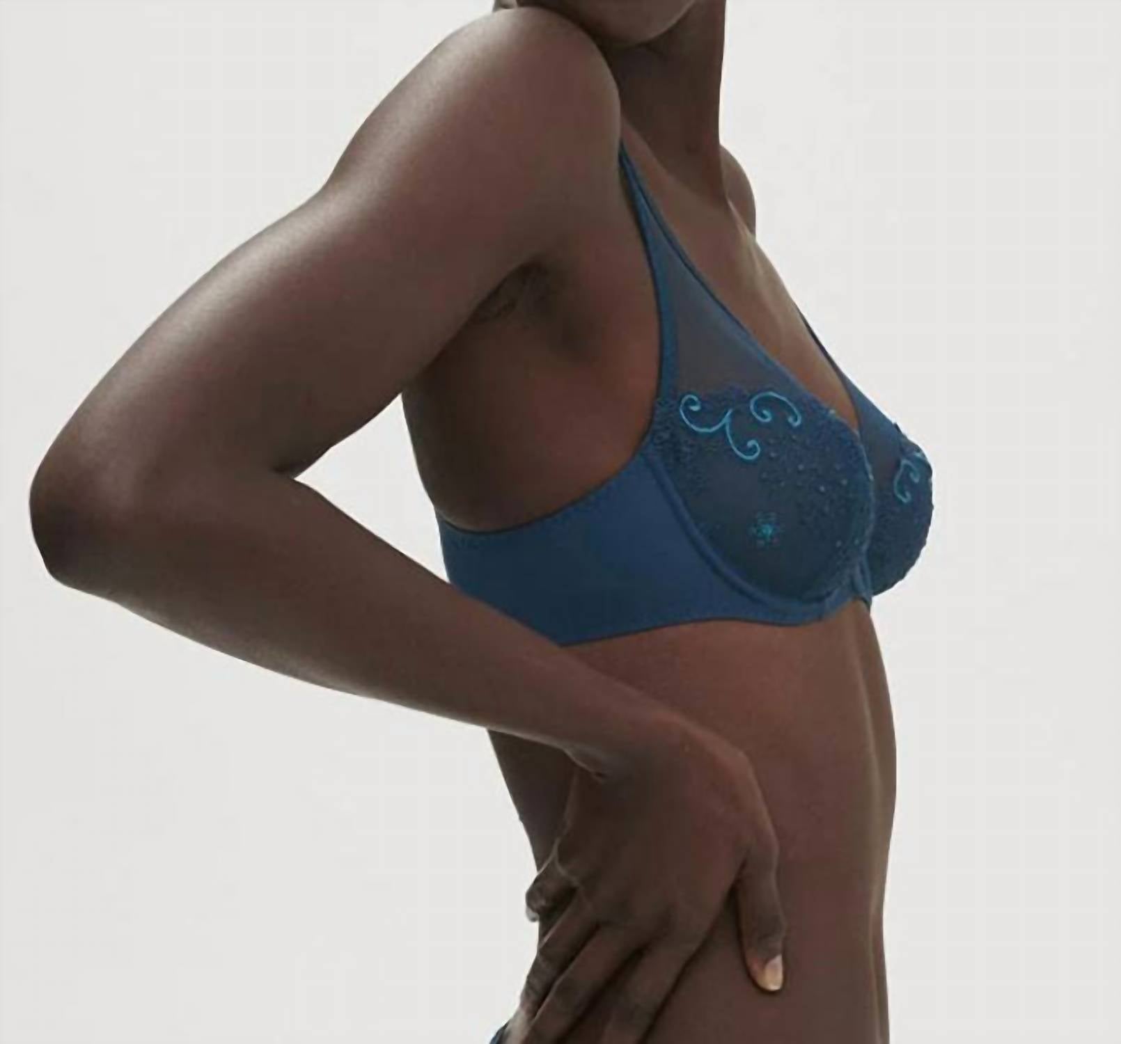 Simone Perele - Delice Full Coverage Plunge Bra - blue - bras - clothing