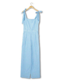 Simply Southern - Gingham Shoulder Ties Jumpsuit - Plus