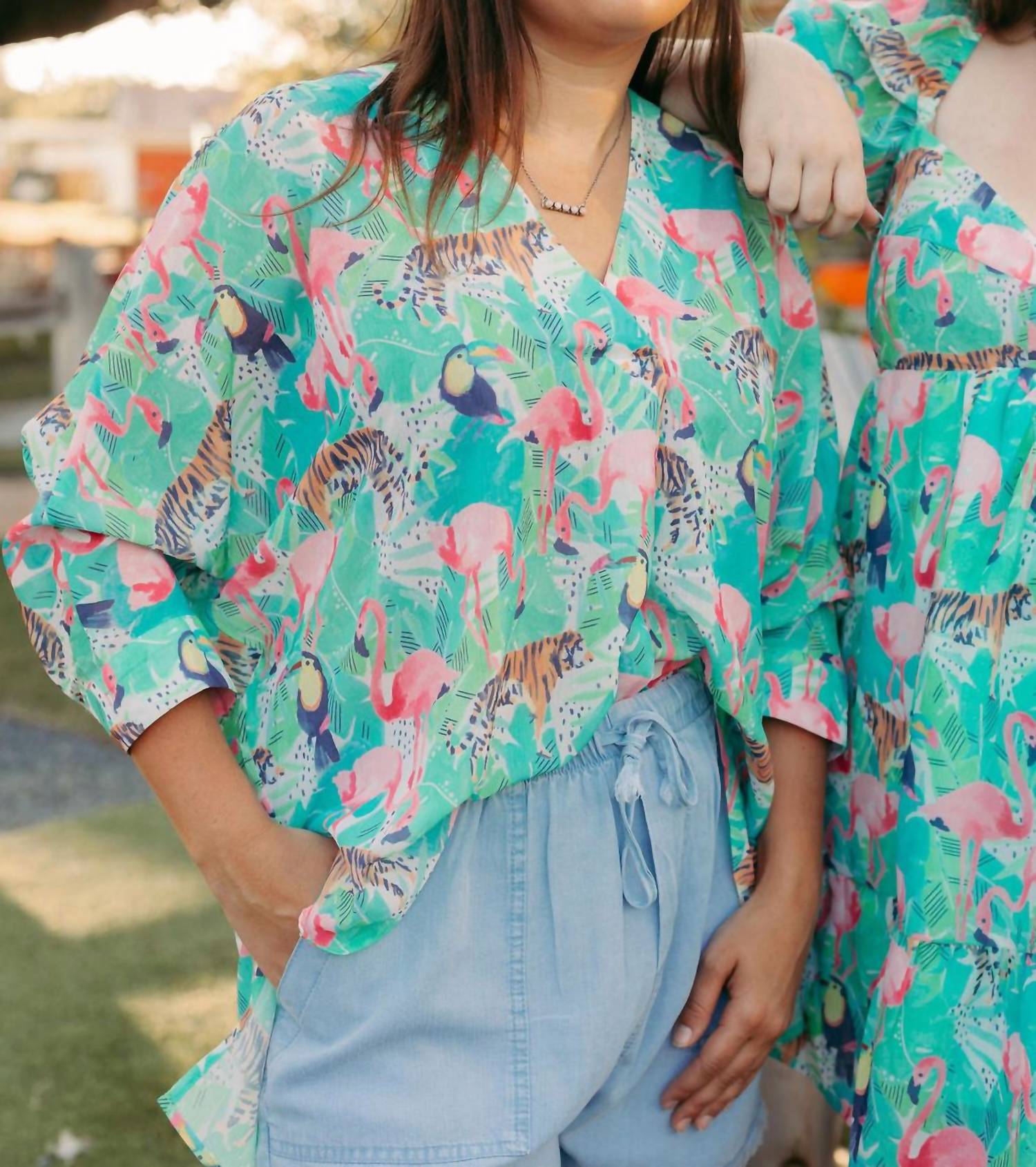 Sincerely Ours - Flamingo Jungle Top - animal - blouses - clothing