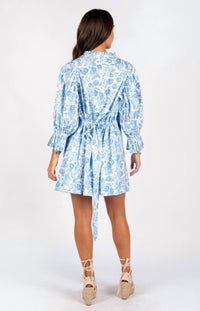 Sincerely Ours - Leopard Poplin Dress - animal - blue - clothing