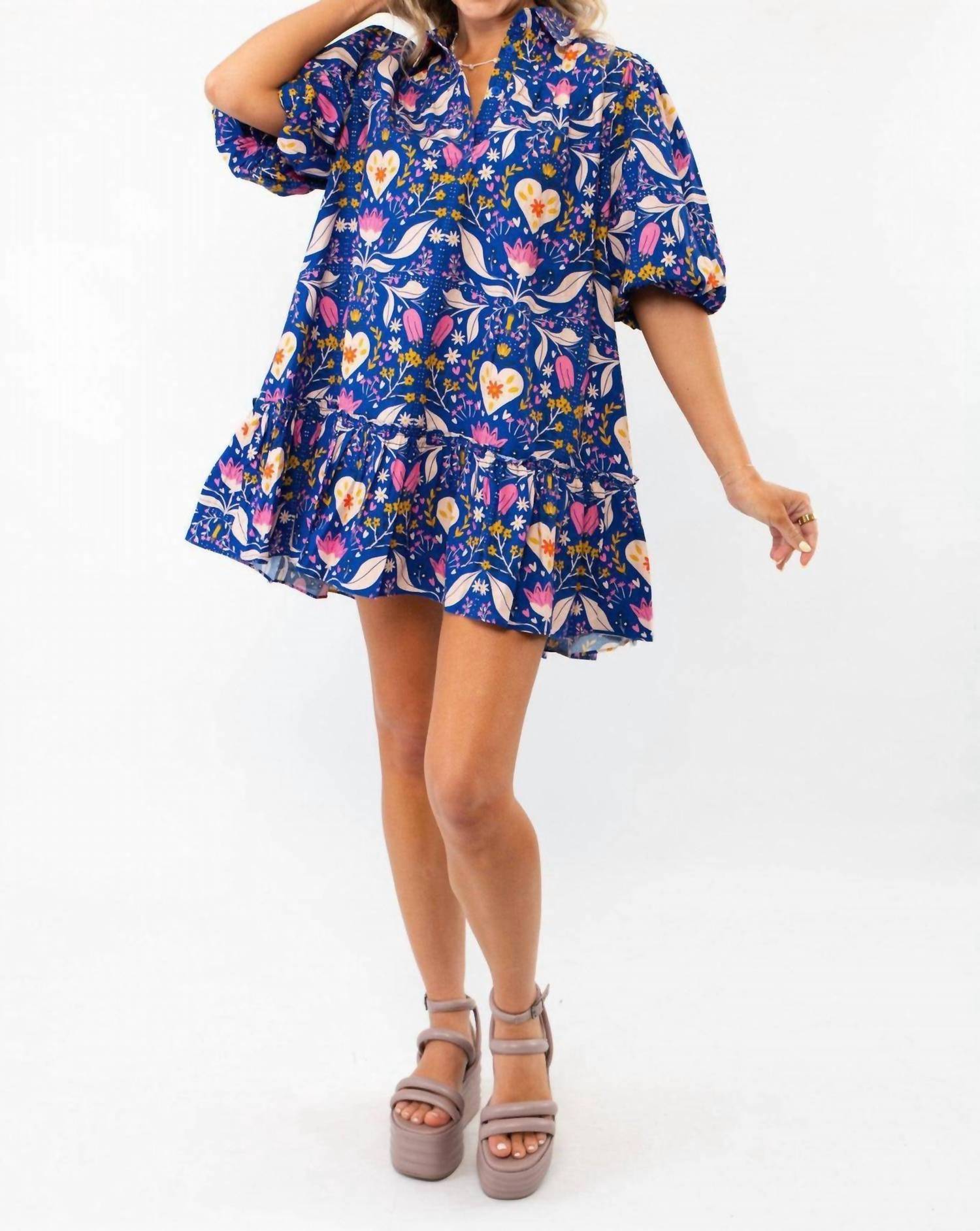 Sincerely Ours - Puff Sleeve Mini Dress - blue - clothing - collection:vacationdresses(Auto)