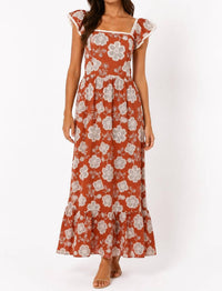 Sincerely Ours - Terracotta Oleander Midi Dress