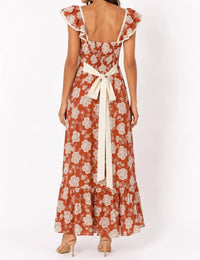 Sincerely Ours - Terracotta Oleander Midi Dress