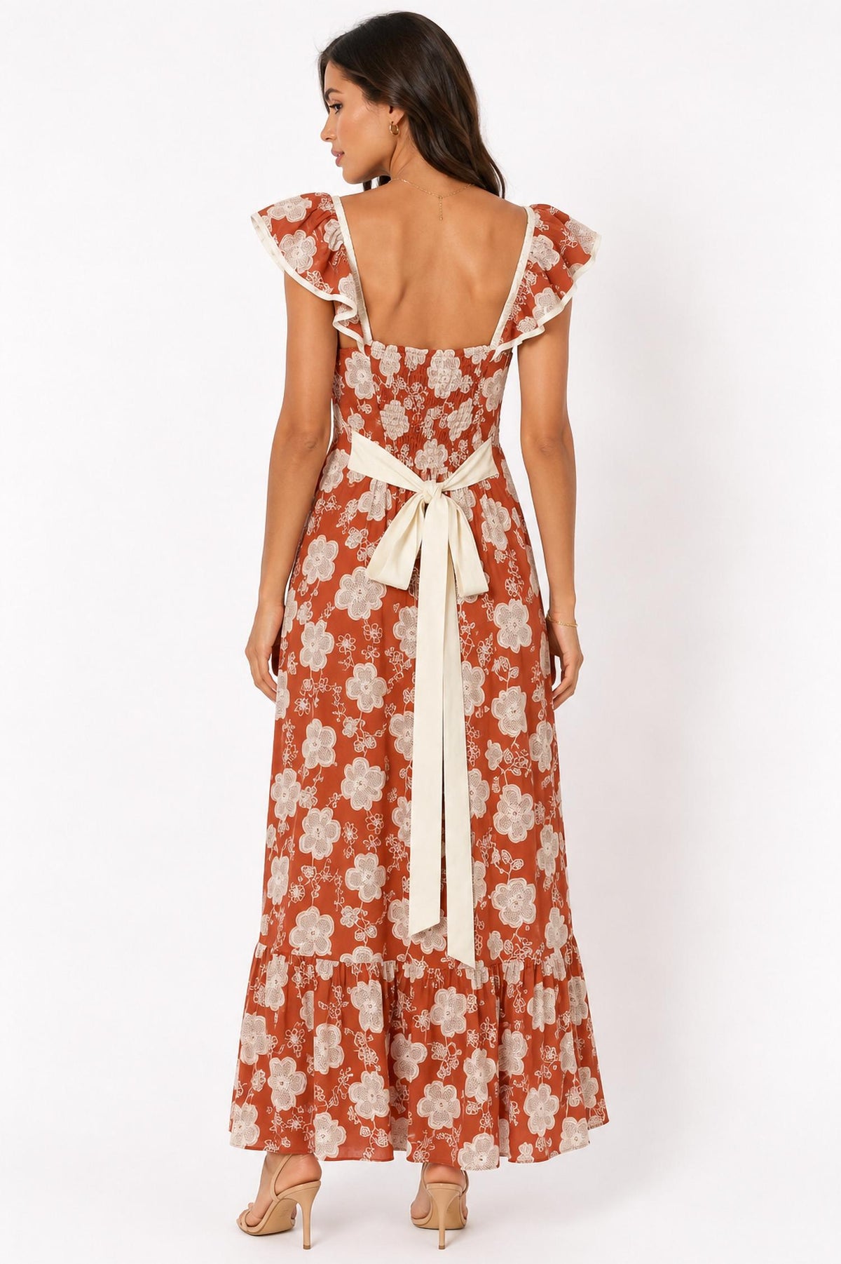 Sincerely Ours - Terracotta Oleander Midi Dress